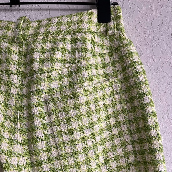 Topshop Green Houndstooth Crop Trousers Size 6 - Picture 3 of 6